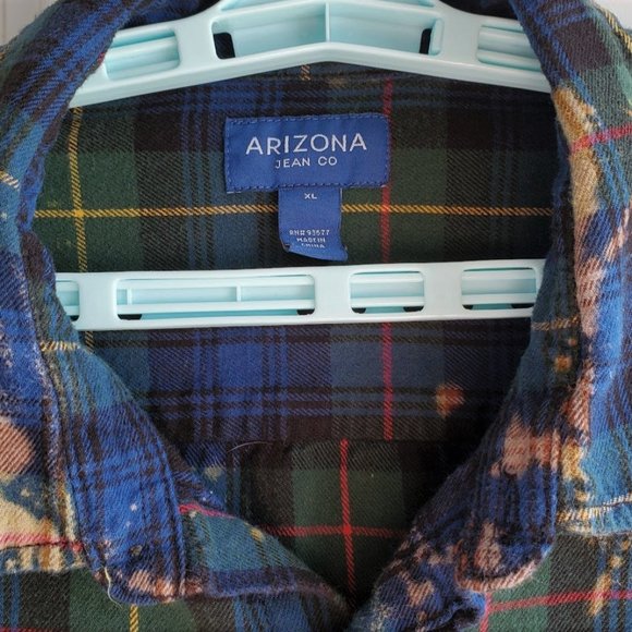 Upcycled Distressed Flannel Shirt With The JOUNEY Band Handcrafted Tee On Back - Picture 4 of 5